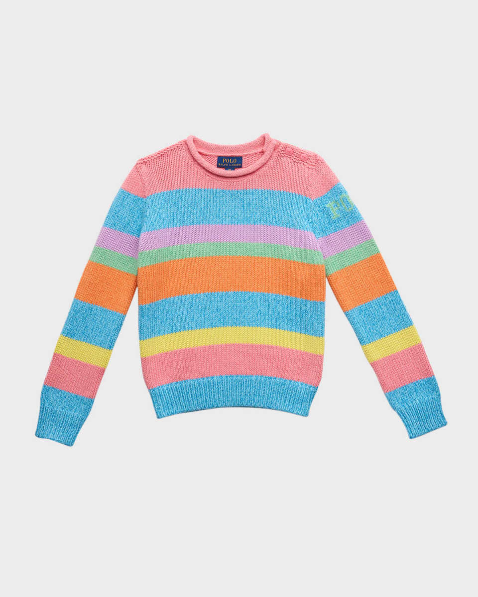 Girl's Multicolor Striped Sweater, Size 2-6X
